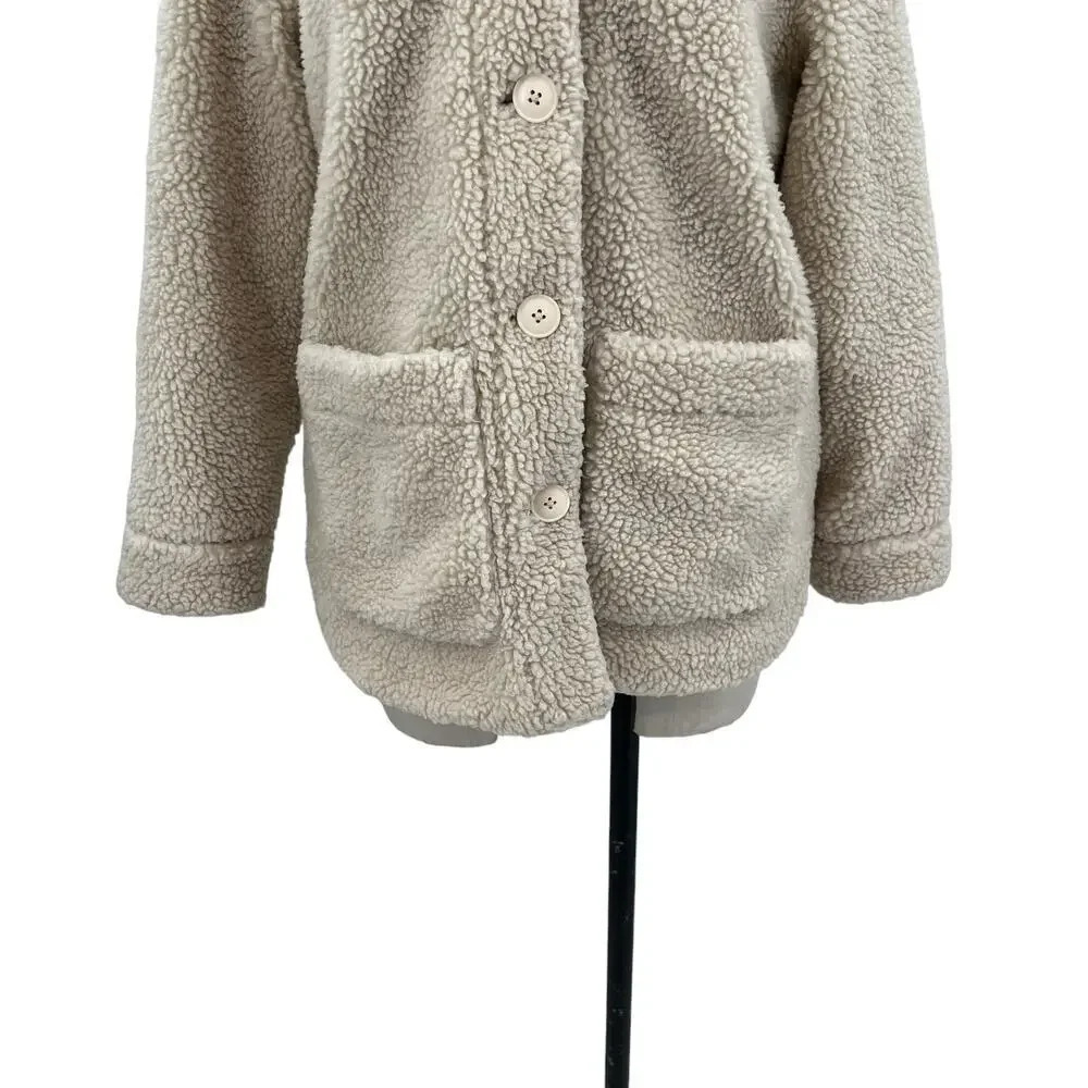 Madewell Sherpa Walton Shirt-Jacket Cream Ivory‎ Button Down Size XS - Picture 5 of 10